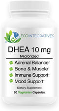 DHEA 10 mg Micronized Supplement – DHEA for Hormonal Balance Adrenal Health Bone &amp Muscle Health for Men &amp Women – Non-GMO Gluten-Free Soy-Free – 90 Vegetarian Capsules