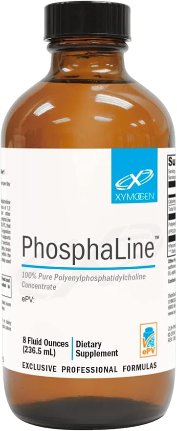 XYMOGEN PhospaLine Liquid - 3 g of Pure Polyenylphosphatidylcholine - Supports Healthy Nervous System &amp Cardiovascular Health - Vegan Gluten-Free &amp Non-GMO - 8 fl oz