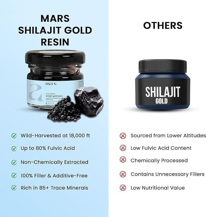 Mars Pure Himalayan Shilajit Gold (Resin) | Premium Organic Shilajit Sourced from High-Altitude Himalayas | Natural Energy Strength &amp Stamina Booster | Resin for Overall Well-Being -15 g (Pack of