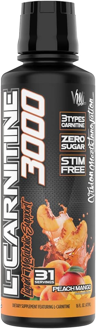 VMI Sports L-Carnitine 3000 Liquid | 3000 mg Carnitine Supplement | Zero Calorie Zero Sugar Keto Friendly for Men and Women – Great Tasting| 31 Servings (Peach Mango 16 fl. oz.)