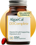 ALGAECAL D3 Complete - Enhanced Immune Support &amp Bone Health with D3 K2 A &amp E - Whole Body Wellness &amp Bone Strength 60 softgels (1 Pack)