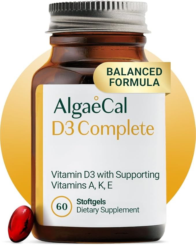 ALGAECAL D3 Complete - Enhanced Immune Support &amp Bone Health with D3 K2 A &amp E - Whole Body Wellness &amp Bone Strength 60 softgels (1 Pack)