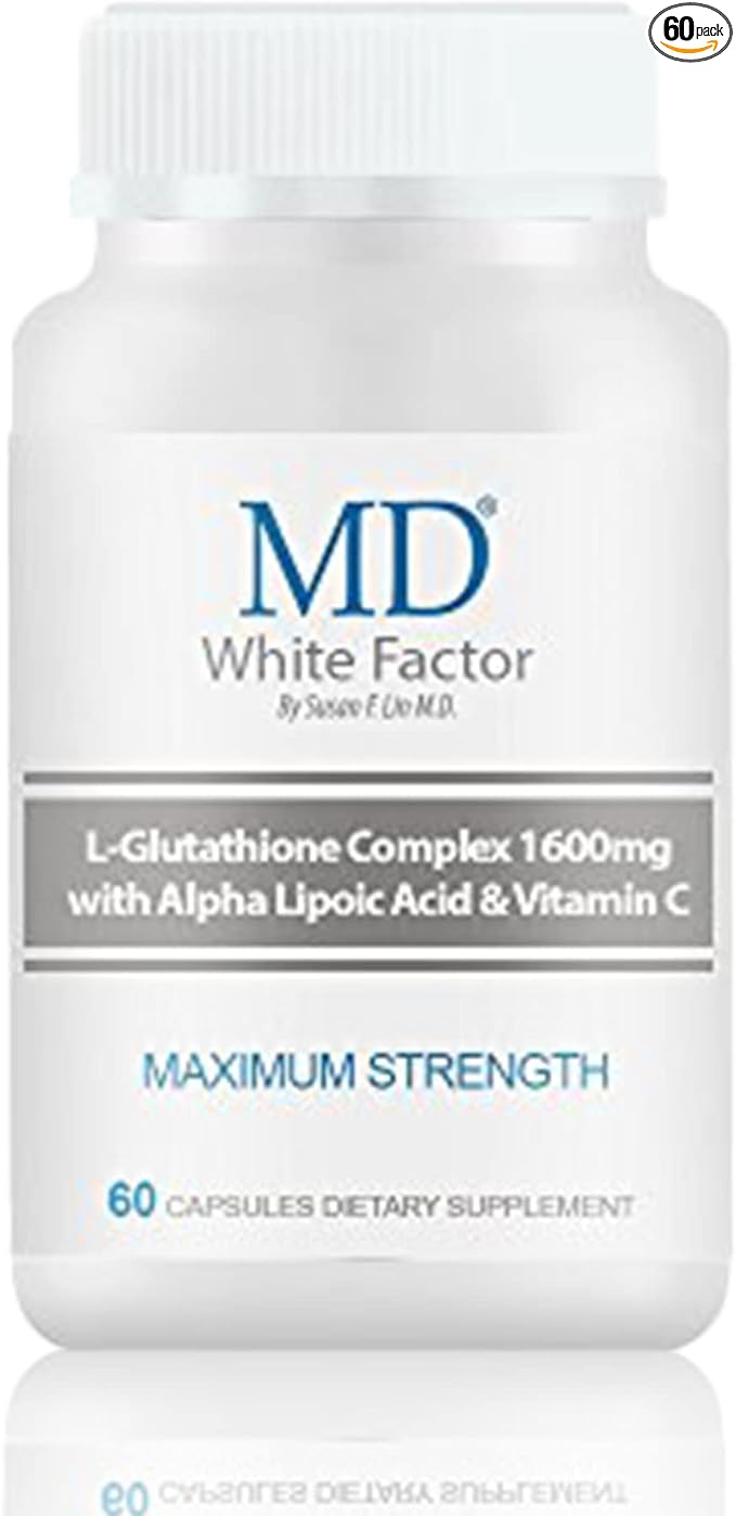 MD White Factor - Glutathione Supplement with Effective Antioxidants Vitamin C &amp Lipoic Acid | (60 Capsules)