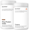 Momentous Creatine Monohydrate Powder &amp Essential Grass-Fed Whey Chocolate Protein Powder - Supports Strength Lean Muscle &amp Recovery - 20 g Isolate Protein - NSF Certified for Sport - Gluten