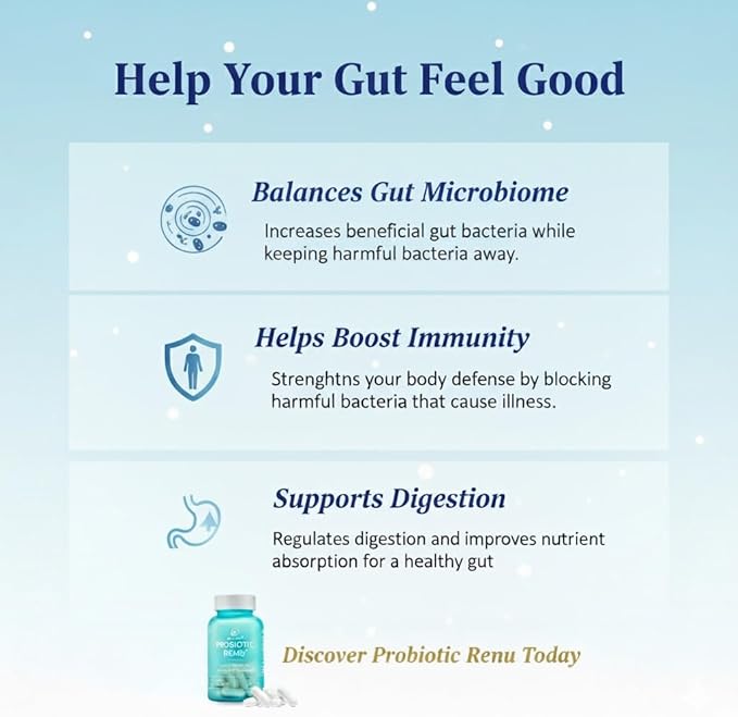Bloat No More Probiotics 50 Billion CFU for Women &amp Men – Daily Gut Health &amp Digestive Support Supplement Helps Support Immunity – Probiotic Renu 30 Count