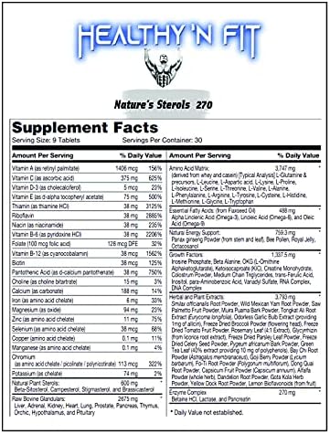 Healthy 'N Fit Nature's Sterols 270 tablets - Glandulars with Amino Acids Herbs Stim-free Energy and Electrolytes.