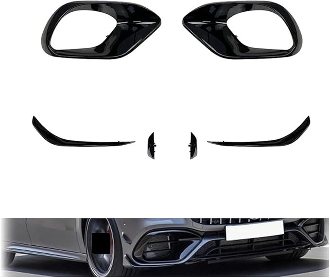 2020 to Up Compatible with Benz CLA W118 C118 Cla45 AMG Front Lip Bumper Side Hood Fog Lamp Light Cover Spoiler Air Vent Frame Trim (Color : Fog Lamp Carbon Look) binbin06792 store