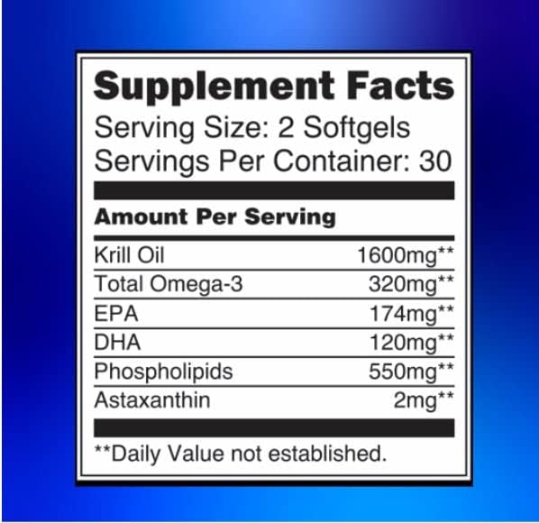 Antarctic Krill Oil Softgels–1600mg per Serving with 2mg Astaxanthin High Omega‑3 (174mg EPA &amp 120mg DHA) in Phospholipid Form–Supports Joint Heart Skin &amp Brain Health–60 Lemon-Flavored Sof