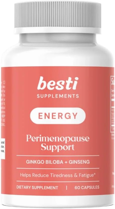 Besti Supplements Energy – Perimenopause Support with B-Vitamins &amp Cordyceps 60 Capsules | Boosts Daily Energy Focus &amp Stamina