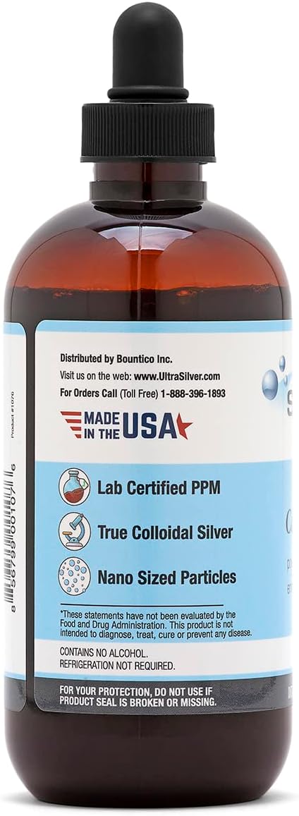 Ultra Silver® Colloidal Silver | 500 PPM 8 Oz (236mL) | Mineral Supplement | True Colloidal Silver - with Dropper