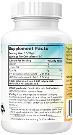 Dr Clark Store Omega-3 Icelandic Fish Oil Supplement – 1000mg 80 Softgels Supports Heart Brain &amp Joint Health