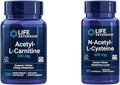 Life Extension Acetyl-L-Carnitine Cellular Energy Brain Nerve Support + N-Acetyl-L-Cysteine Immune Respiratory Liver Health Antioxidant 100 + 60 Capsules