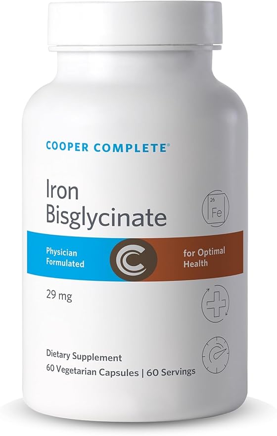 Cooper Complete Gentle Iron Bisglycinate 29 mg 60 Capsules Ferrochel for Energy &amp Blood Support†