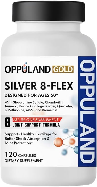Silver 8 Flex - Joint Support Supplement for Men &amp Women - Glucosamine Chondroitin MSM Complex for Knee Hip and Movement Health - Nutritional Advanced Formula for Ages 50+ - 120 Capsules
