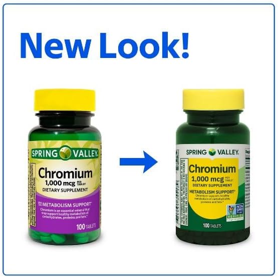 Chromium Metabolism Support Dietary Supplement Tablets 1000 mcg 100 Count