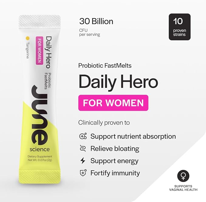 Daily Hero for Women | Fast Melt Pre + Probiotic for Women - Tangerine Flavor 30 Powder Sachets