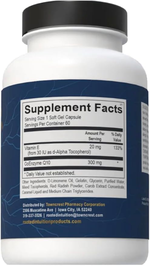 CoQ10 | Oil-Based High-Absorption Coenzyme Q10 with Vitamin E | Cellular Energy Heart &amp Brain Support | 300 mg | 60 Softgels