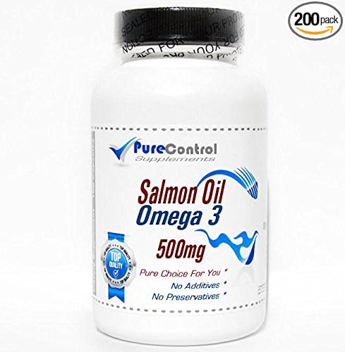 Salmon Oil Omega 3 500mg // 200 Capsules // Pure // by PureControl Supplements