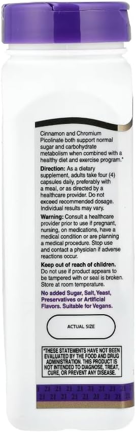 21st Century Cinnamon Plus Chromium Vegetarian Capsules 120 Count (Pack of 2) (3)