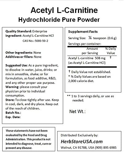 ALC Acetyl L-Carnitine HCl 454g (1.0 LB) Pure Powder