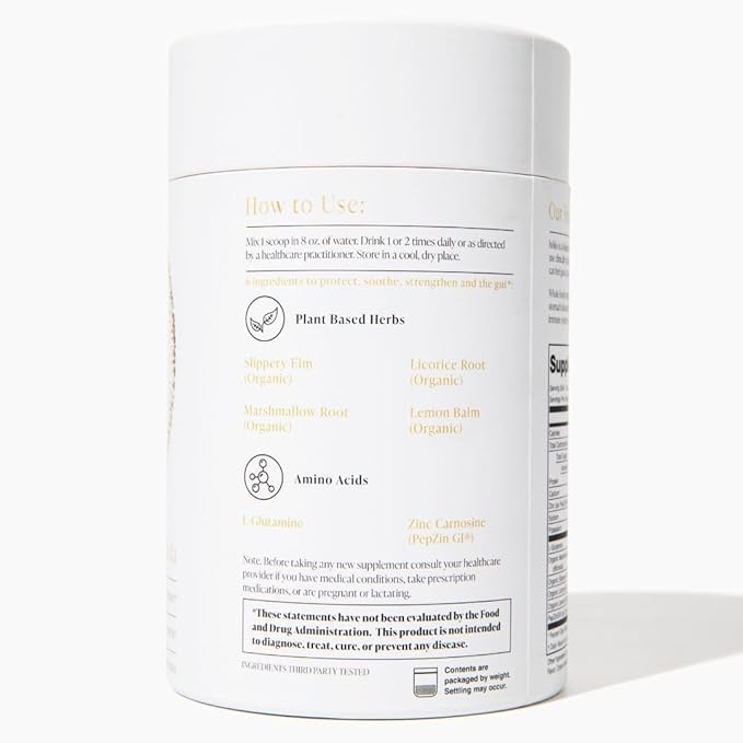 Daily Gut Health Kit – 6-in-1 All Natural Supplement Bloat &amp Gas Aid GI Lining Repair IBS Support – Lemon Balm L-Glutamine PepZinGI Mixed Berry 30 Servings Electric Mixer &amp Spoon
