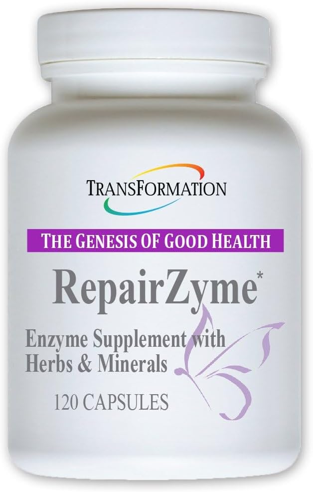 TRANSFORMATION THE GENESIS OF GOOD HEALTH RepairZyme High-Potency Digestive Enzyme Blend Natural Supplement with Herbal Extracts &amp Essential Minerals for Gut Digestion &amp Overall Wellness 120
