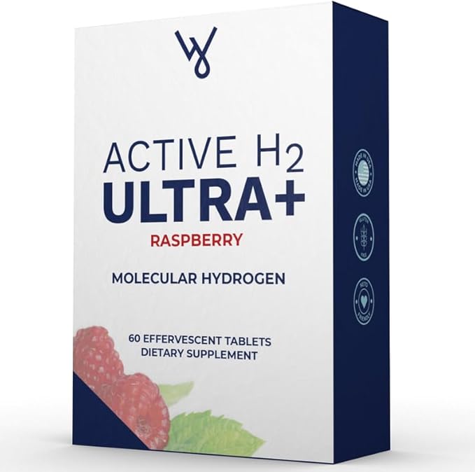 Active H2 Ultra+ Hydrogen Water Tablet Natural Raspberry. Supports Overall Well-Being with Benefits of Molecular Hydrogen 60 Servings