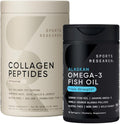 Sports Research Triple Strength Omega 3 Fish Oil 1250mg Burpless Supplement with Omega3s EPA &amp DHA Non-GMO Gluten Free and Collagen Peptides for All Genders Hydrolyzed Type 1 &amp 3 Powder Prote