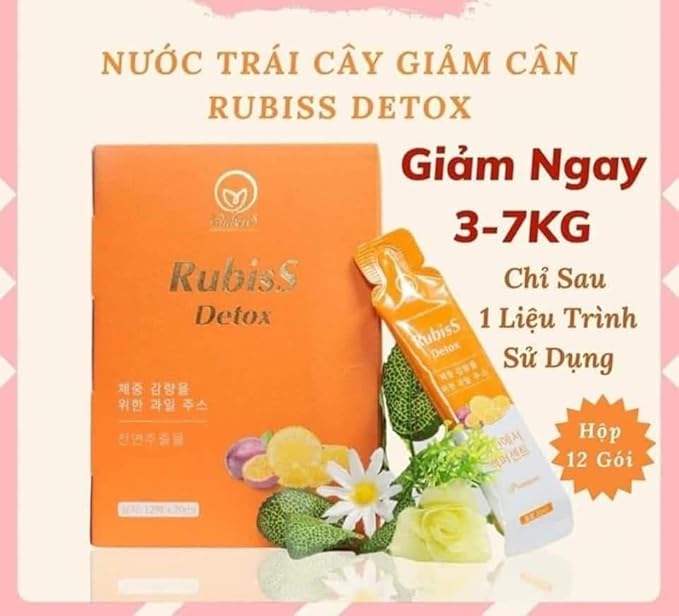 RUBISS Detox Nuoc Ep Chanh Day Dua - Fruits Juice Detox- Passionfruit Pineapple - 12packs x 20ml / 1 Boxes