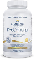Nordic Naturals ProOmega Lemon Flavor - 120 Soft Gels - 1280 mg Omega-3 - High Potency Fish Oil with EPA &amp DHA - Promotes Brain Eye Heart &amp Immune Health - Non-GMO - 60 Servings