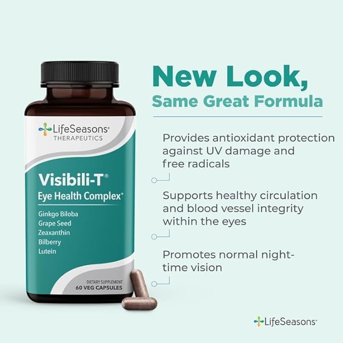 Visibili-T - Vitamin Supplement for Eye Health &amp Vision Support - Carrot Root Chromium Bilberry Ginkgo Biloba Grape Seed Extract Lycopene Vitamin A Lutein &amp Zeaxanthin - 60 Capsules (Pa