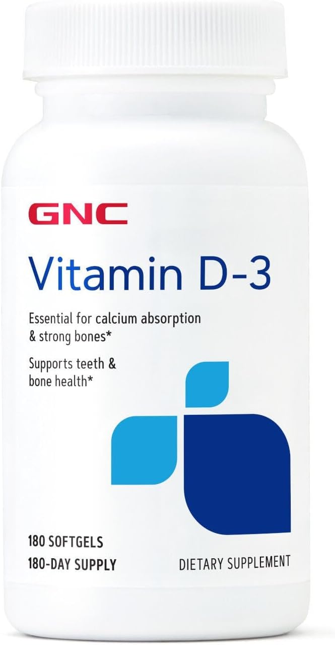 GNC Vitamin D3 50mcg Supplement Supports Teeth and Bone Health 180 Servings