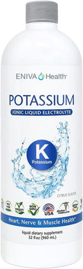 Eniva Health - Liquid Ionic Potassium Supplement for Electrolyte Replacement and Metabolic Support | 600 MG | Gluten-Free Sugar-Free and Keto-Friendly | Dietary Supplement (32oz) - 32 Servings