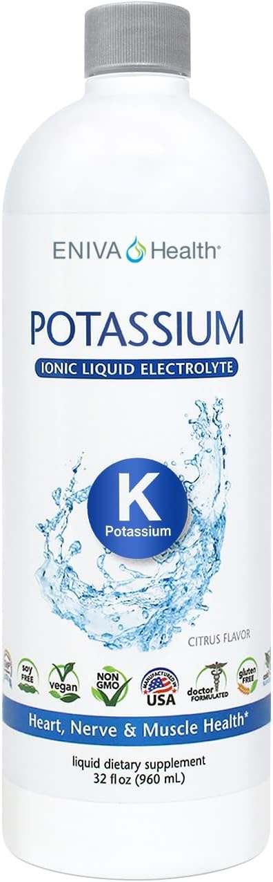 Eniva Health - Liquid Ionic Potassium Supplement for Electrolyte Replacement and Metabolic Support | 600 MG | Gluten-Free Sugar-Free and Keto-Friendly | Dietary Supplement (32oz) - 32 Servings