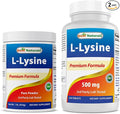 Best Naturals Lysine Powder 1 Pound &amp L-Lysine 500 mg