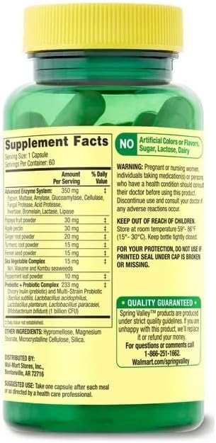 Digestive Enzymes: Health Solution with Probiotics Prebiotics and Enzymes for Both Women and Men + Daily Supplement Tracker Sticker