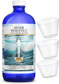 Colloidal Silver Liquid by Silver Holistics - 16 Oz. Glass Bottle - 10 PPM with Measuring Cups for Immune Support
