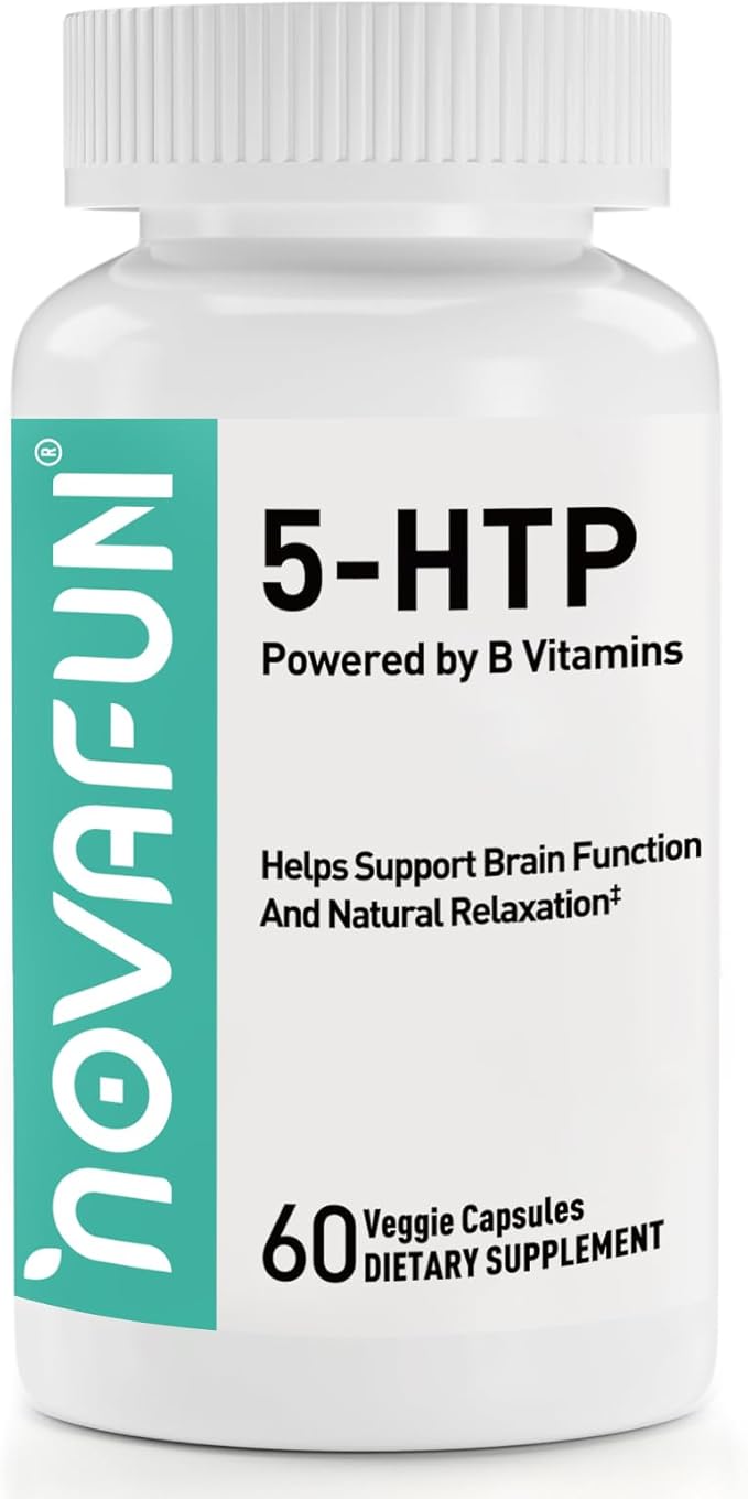 5-HTP 100mg with Enhanced B-Complex Supports Brain Fuction &amp Stress Relief Vegan Non-GMO Gluten-Free 60 Capsules