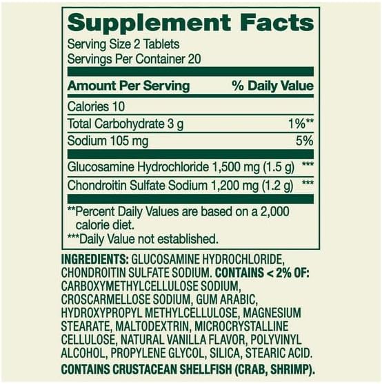 Triple Strength Glucosamine Chondroitin Tablets Dietary Supplement 40 Count