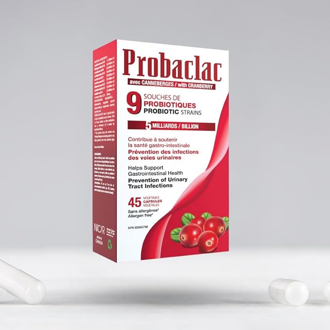 Womens Probiotic with Cranberry Multi-Strain Supplement for Digestive Balance Urinary Tract Health Supports Gut Flora UTI Defense Immune Function 45 Capsules Made in Canada