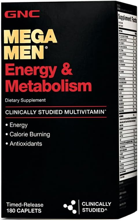 GNC Mega Men Energy &amp Metabolism Multivitamin | Increased Calorie Burning | 180 Count