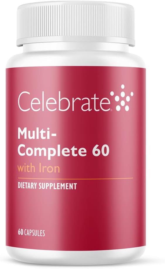 Celebrate Vitamins Multi-Complete 60mg Iron – Daily Bariatric Multivitamin for Sleeve Gastrectomy and Gastric Bypass Surgery Patients – Essential Vitamins &amp Minerals (60 Capsules)