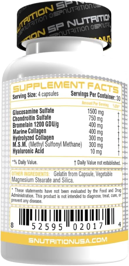 SP Nutrition V-Flex – Advanced Joint Support Supplement with Glucosamine Chondroitin MSM Collagen &amp Hyaluronic Acid – Supports Mobility &amp Flexibility – 120 Capsules