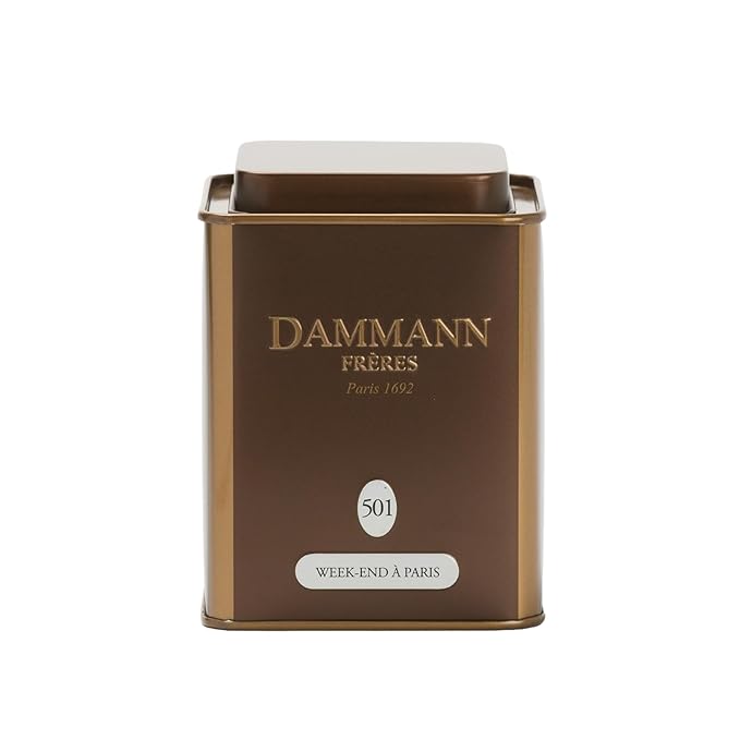 Dammann Freres Loose Leaf Week-end à Paris Premium Gourmet French Oolong Tea Blend Cherry Blossom Peach Blossom Almond Rose Flavors 3.52 Ounce Tin