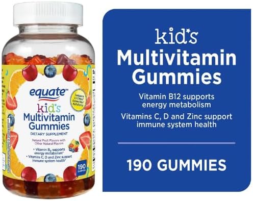 Equate Kids Multivitamin Gummies for General Health Natural Fruit 190 Count +Dri Store Sticker.