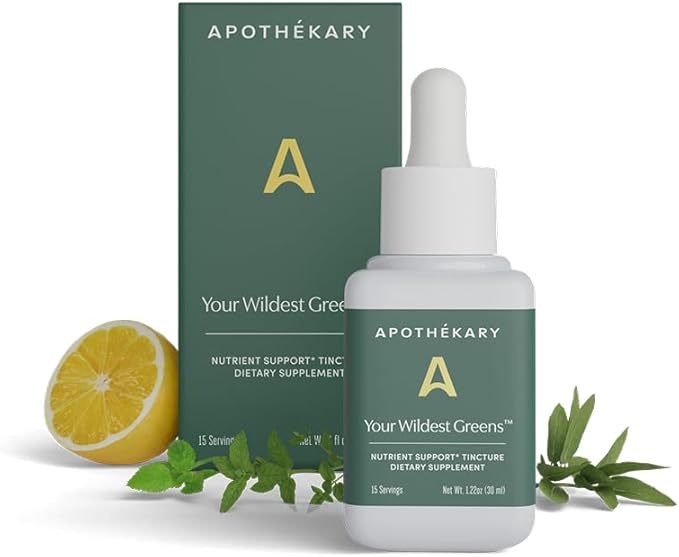 Apothékary Your Wildest Greens Herbal Liquid Drops All-in-One Daily Superfood Supplement Vitamin &amp Mineral Support 5X Potency of Greens Powders Sugar Free Calorie Free (15 Servings) 1.22oz
