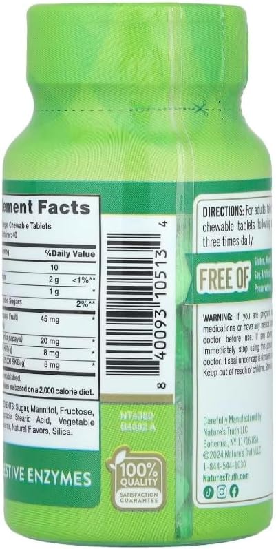 Nature's Truth Chewable Papaya Enzyme - 120 Tablets Pack of 4