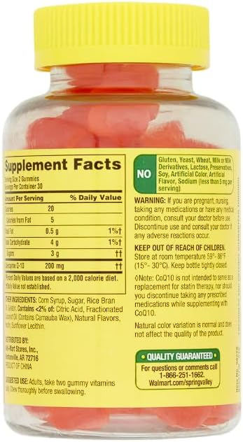 Spring Valley CoQ10 Adult Gummies 200 mg 60 Count + Daily Supplement Tracker Sticker