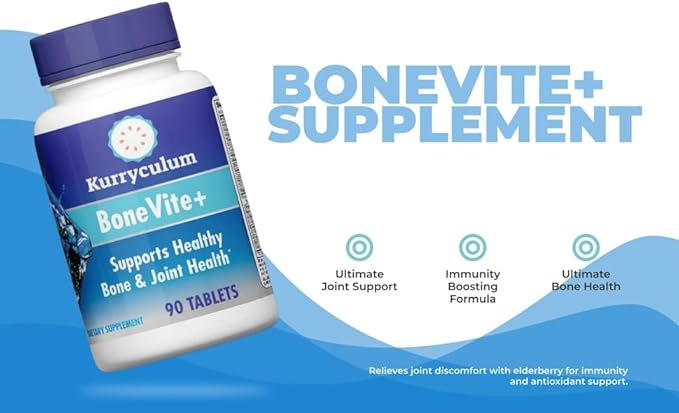 BoneVite+ Glucosamine Chondroitin MSM - Bone &amp Joint Wellness with Green Lipped Sea Mussel Devil's Claw &amp Boron - Knee Hip Back Wellness - Non-GMO Gluten Free - 90 Tablets