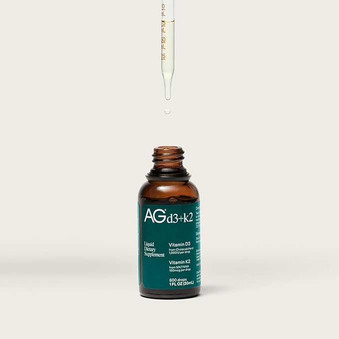 AG1 Vitamin D3 K2 Drops 1000IU of Vitamin D3 and 100mcg of K2 per Serving Supports Bone Density and Calcium Absorption (Athletic Greens)